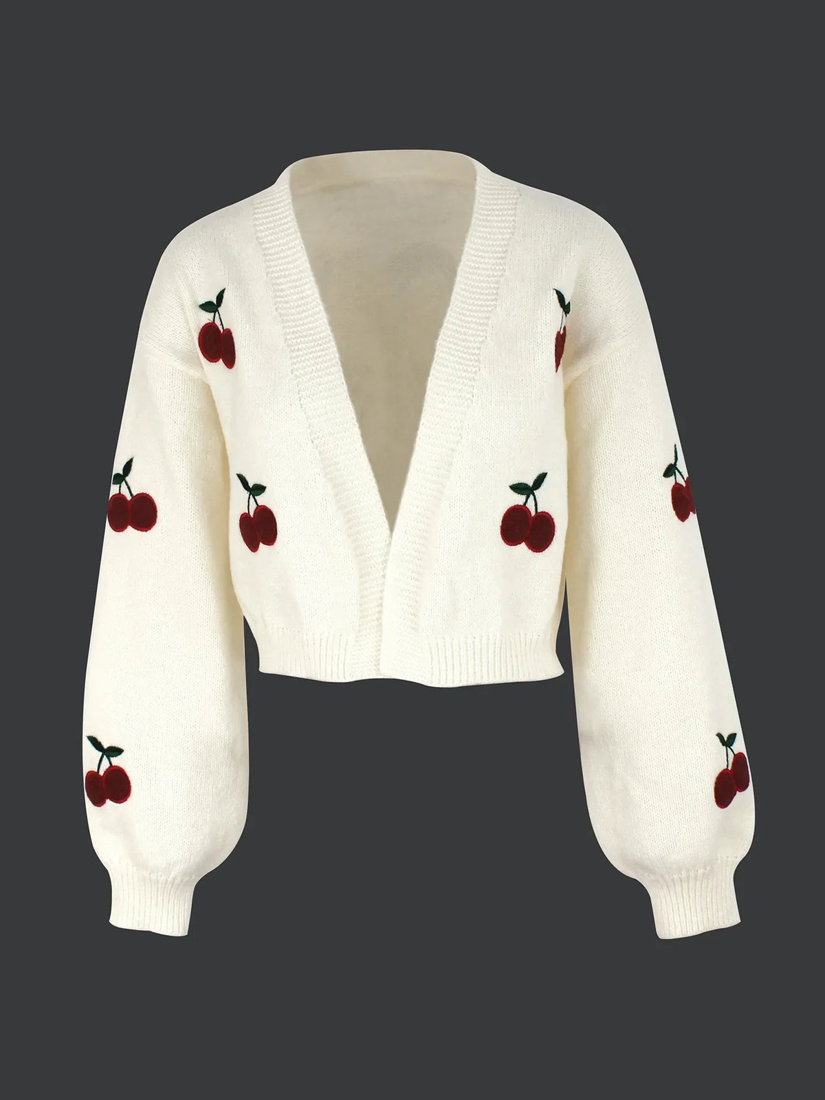 Damen-Cardigan, lässiges Polyester, mit Kirsch-Design-3
