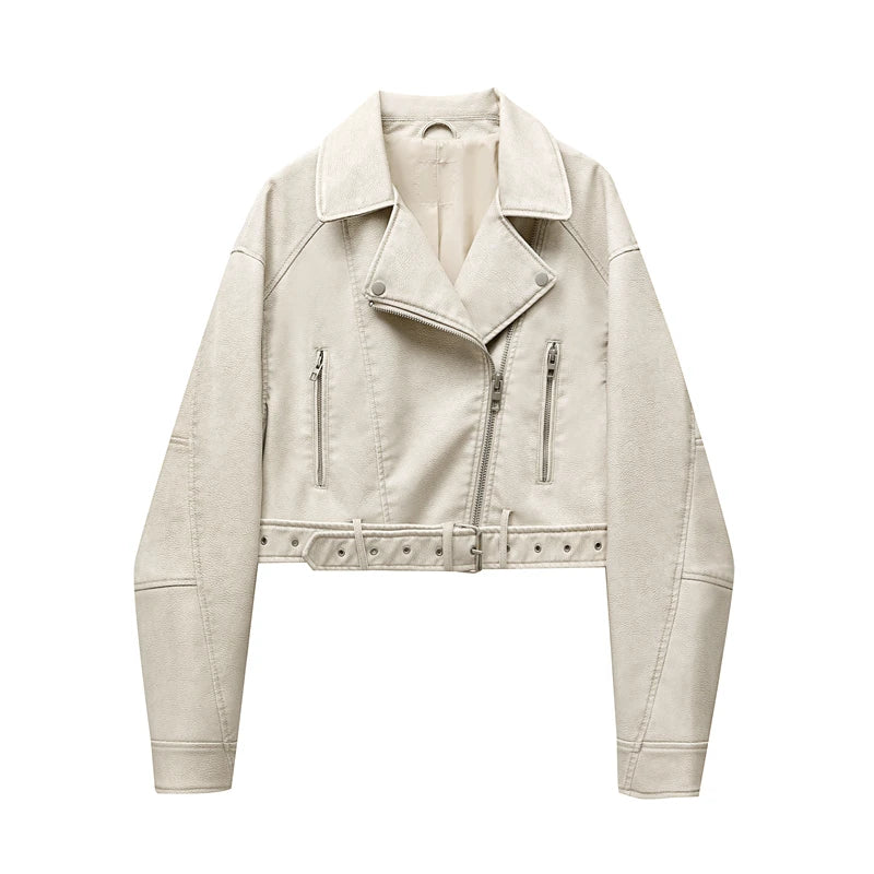 Damen Vintage Lederjacke Tailliert mit schönen Details 6