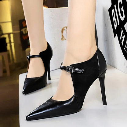 Damen-Stilettos, elegantes PU, hoher Absatz-1
