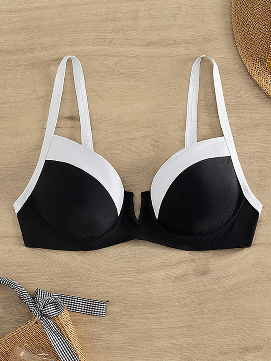 Damen Bikini-Set Blockfarbe Spandex Polyester Hohe Taille-4
