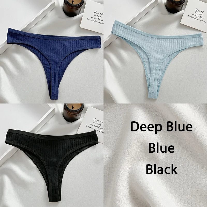 Damen-Tanga, Set, monochrome Baumwolle, Spandex-1