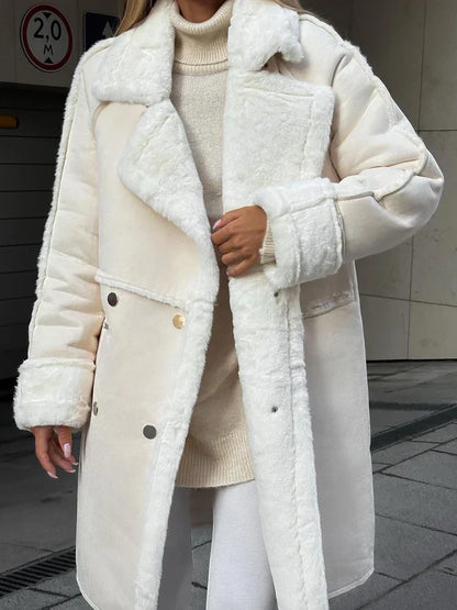 Damen-Mantel Lang Kunstfell Elegant-5
