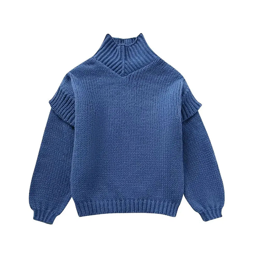 Damen-Strickpullover, oversized Rollkragen, hochwertiges Material-4