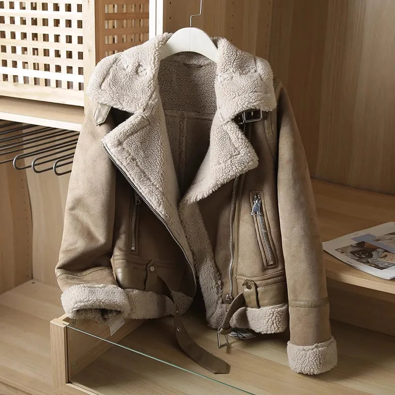 Variant image for Herren-Wildlederjacke, dick, isoliertes Wildleder, für kalte Wintermonate-11
