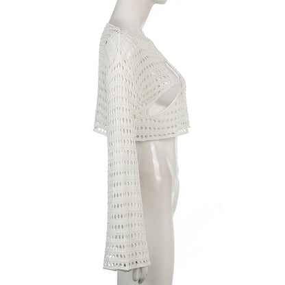 Damen-Top, langärmeliges leichtes Polyester, locker sitzend-4