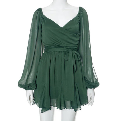 Variantenbild für Damen-Minikleid mit Puffärmeln aus Polyester-Mesh-6