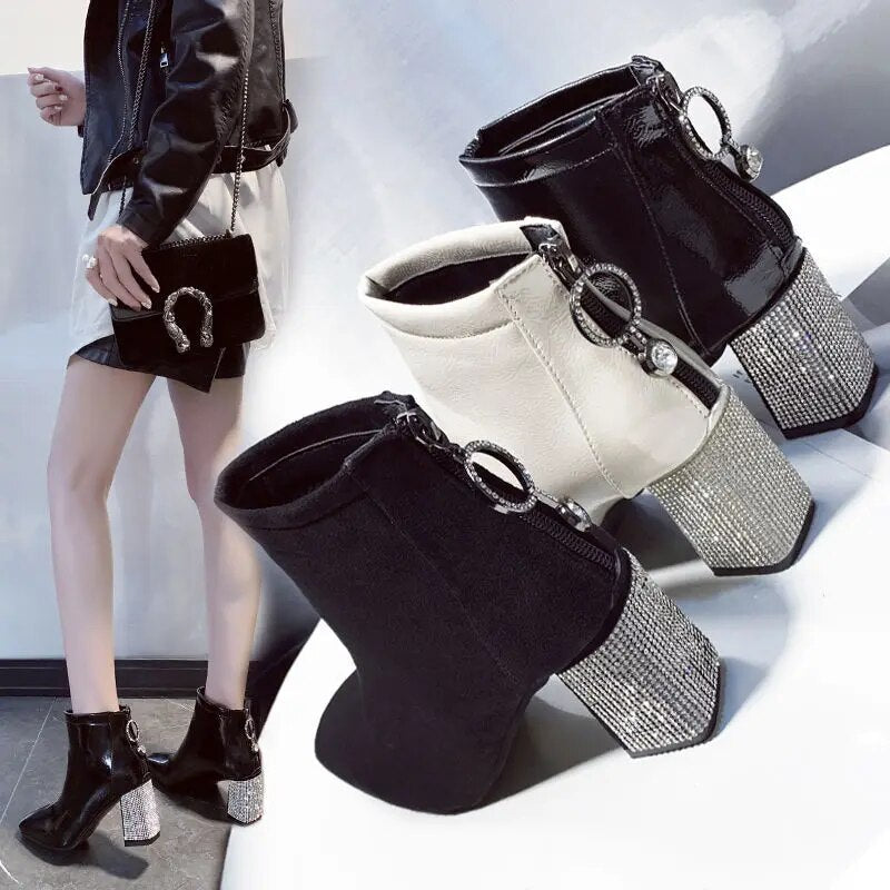 Damen-Stiefel, knöchelhoch Leder, mit Bling-Bling, Details-4