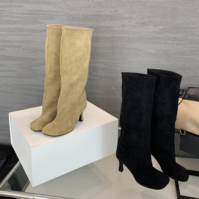 Damen-Stiefel, schlichtes Design, Gummi, PU, wasserfest, komfortabel, 36-41-5