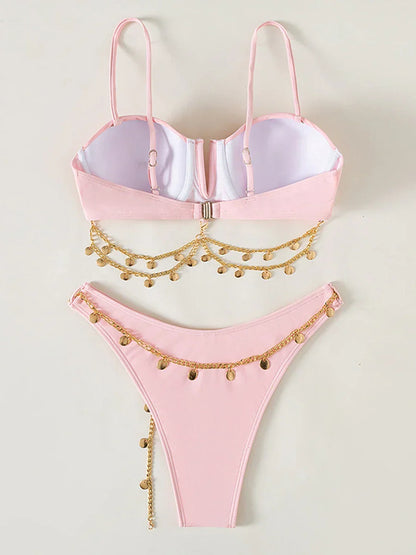 Damen Bikini-Set Strand-Look Spandex Polyester-4