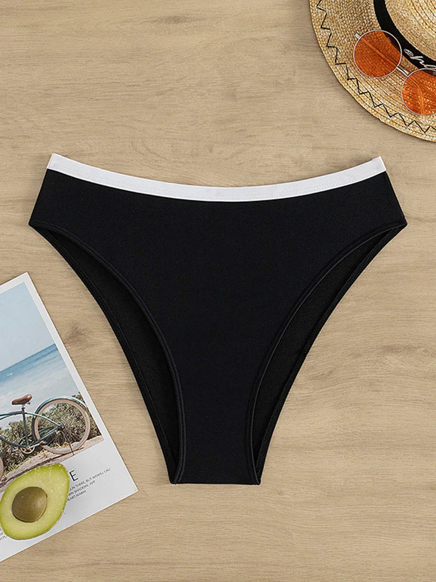 Damen Bikini-Set Blockfarbe Spandex Polyester Hohe Taille-6