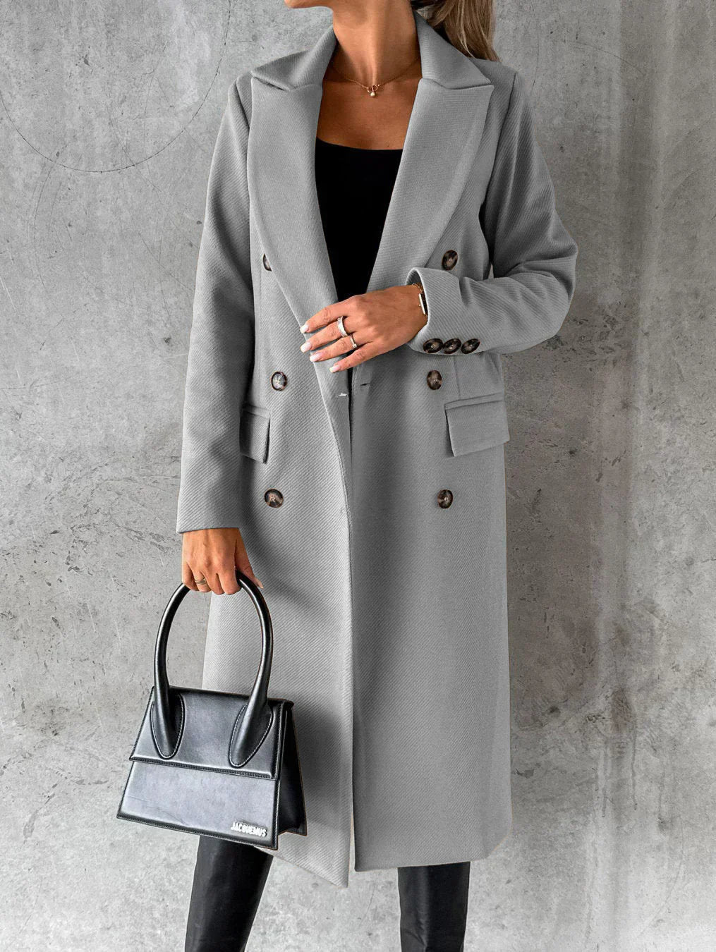 Variantenbild für Damen-Wollmantel Elegant mit Knopfverschluss aus 100 % Wolle-25