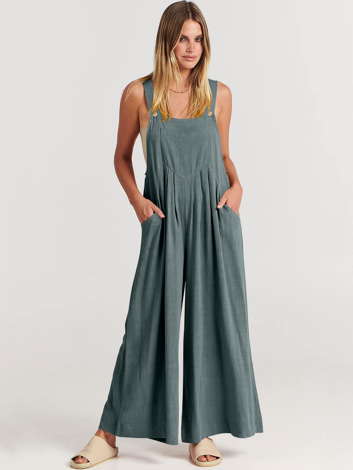 Variant image for Damen-Jumpsuit Ärmellos Weites Bein Polyester-43