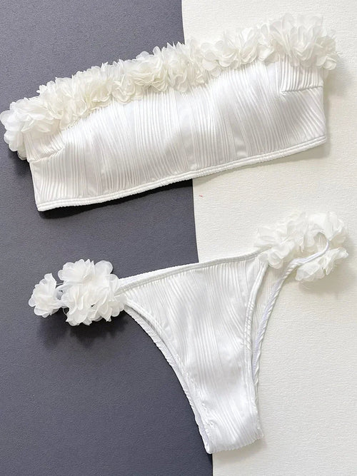 Badeanzug Damen Bandeau Elastisches Polyester für Strand und Pool-1