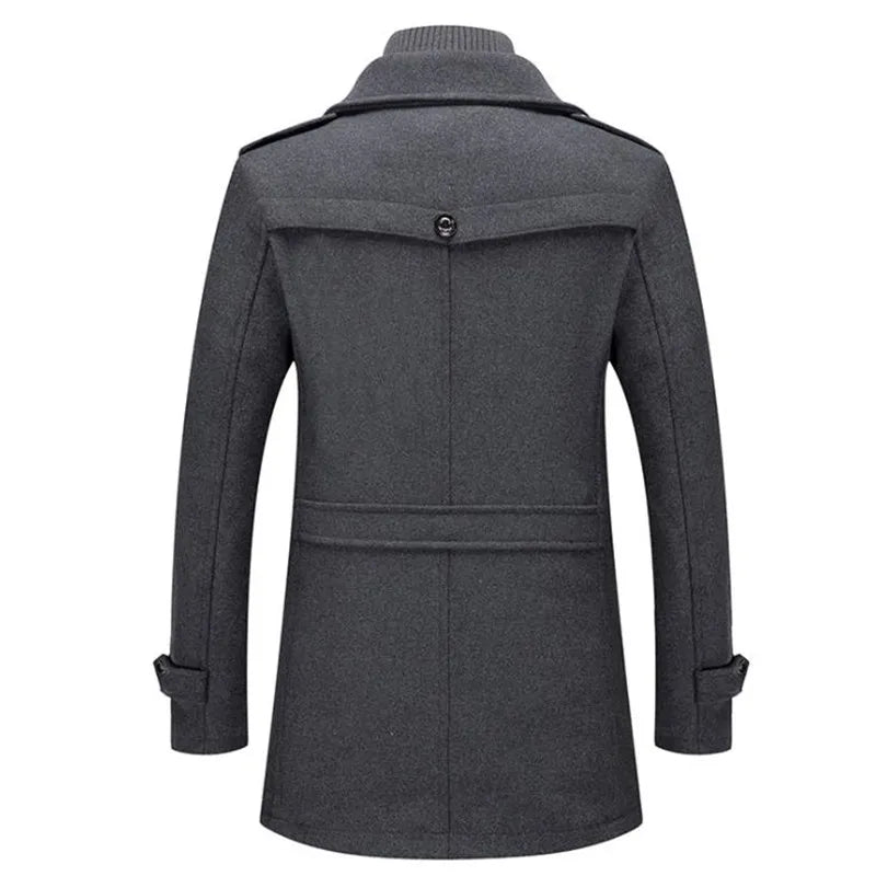 Herren-Langmantel, winddicht, Polyester-Wollmischung-3