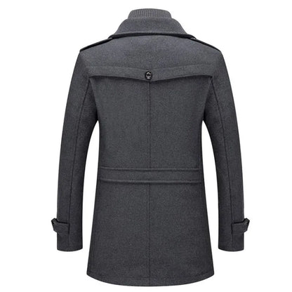 Herren-Langmantel, winddicht, Polyester-Wollmischung-3