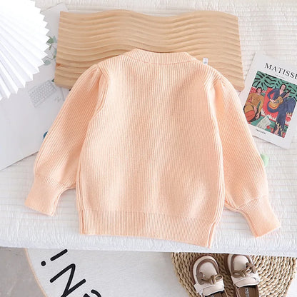 Mädchen-Strickjacke, 3D, Herz, weiche Faser-2