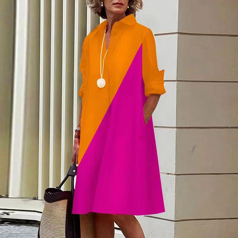 Variant image for Damen-Midi-Kleid, A-Linie, Polyester, mit Umlegbarer Kragen-36