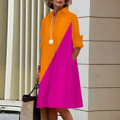 Variant image for Damen-Midi-Kleid, A-Linie, Polyester, mit Umlegbarer Kragen-36