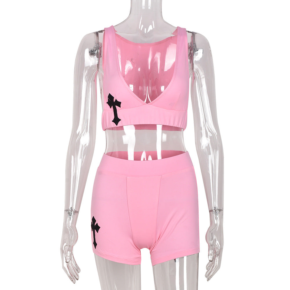 Damen-sportliches-Set, monochromes Spandex-5