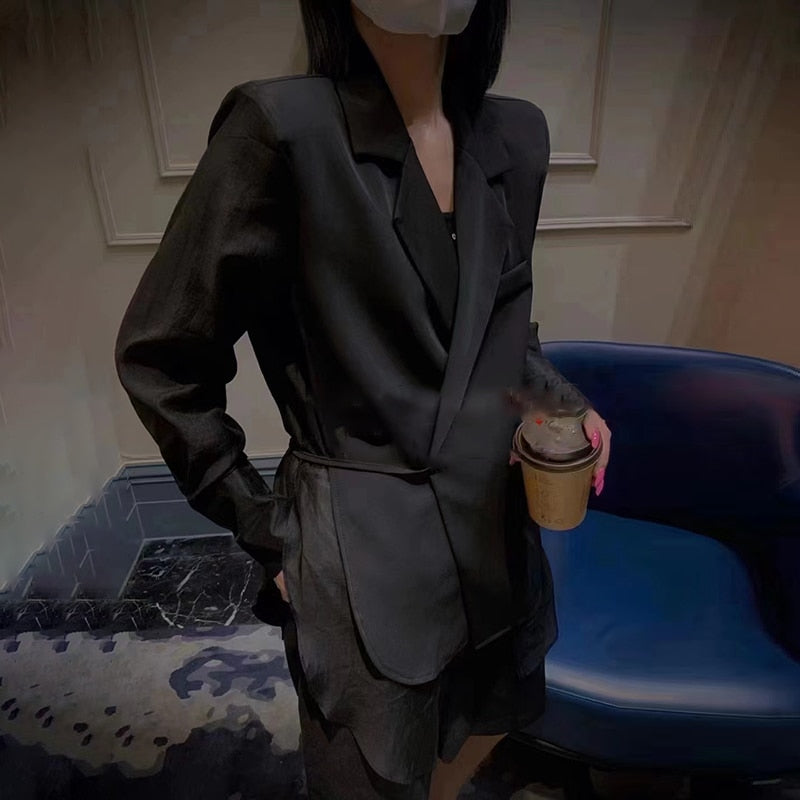 Damen Blazer Lange Ärmel Zeitlose Baumwolle-1