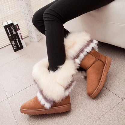 Gefütterte Damen-Winterstiefel, mit elegantem Design, aus synthetischem Pelz 2