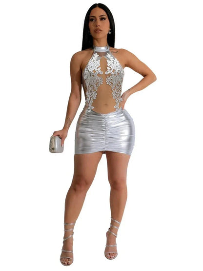 Variant image for Damen-Minikleid, Patchwork, Polyester, Mesh-16