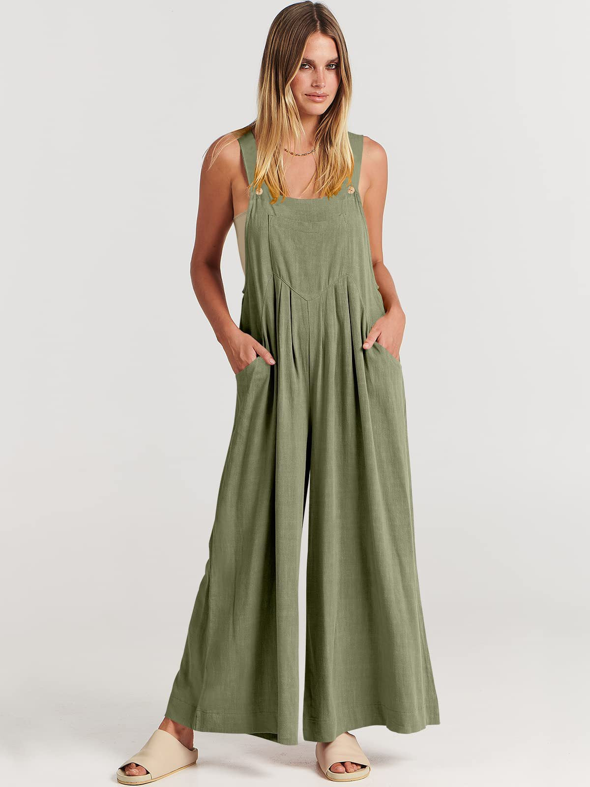 Variant image for Damen-Jumpsuit Ärmellos Weites Bein Polyester-31