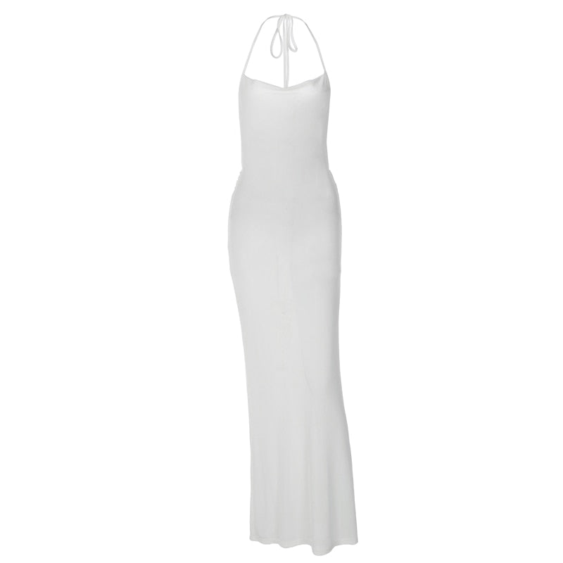 Damen-Maxikleid, Spaghettiträger, Satin, langes Kleid, knöchellang-6