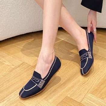 Damen Ballerina Schuhe Slip-On Leicht Atmungsaktiver Stoff-6