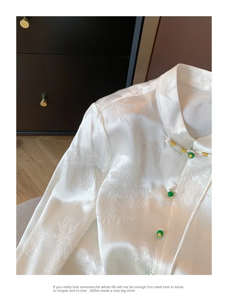 Damenbluse Satin volle Ärmellänge elegant bequem-4
