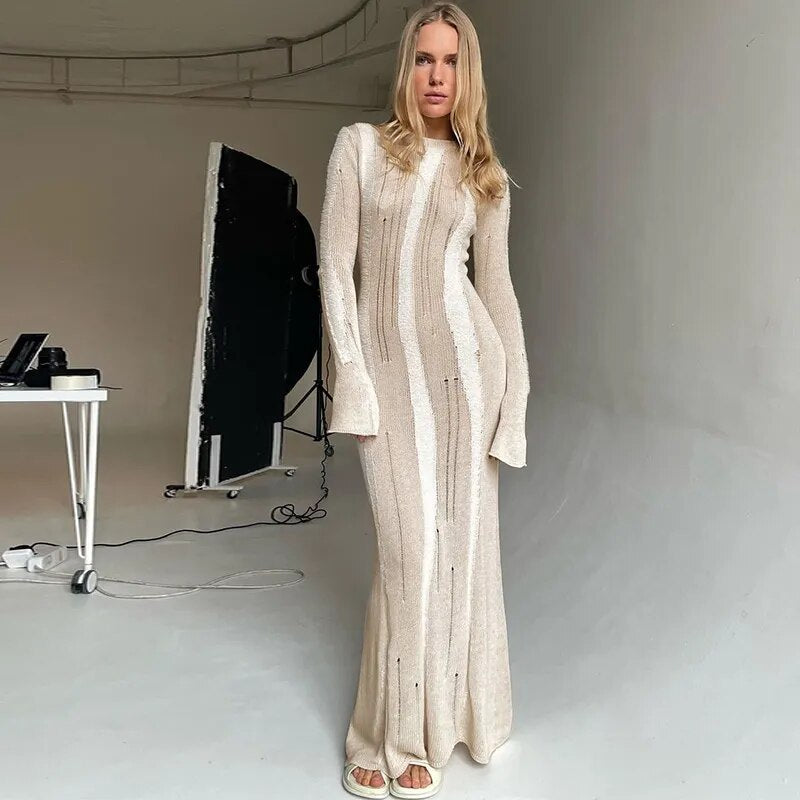 Variant image for Maxikleid Damen O-Ausschnitt Schmale Passform Polyester Spandex-1