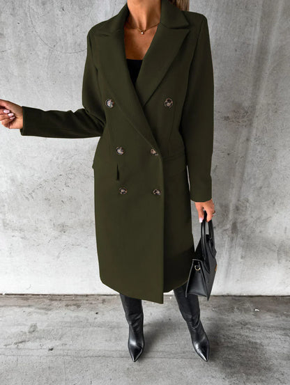 Variantenbild für Damen-Wollmantel, elegant, Knopfverschluss, 100 % Wolle-43