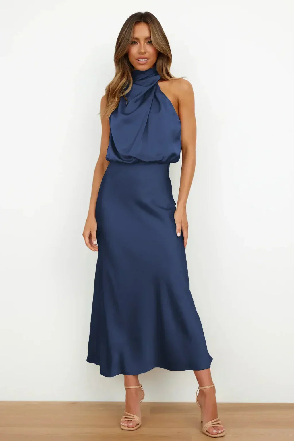 Damen-Satinkleid, eleganter Stil, schöne Damenkleider-5