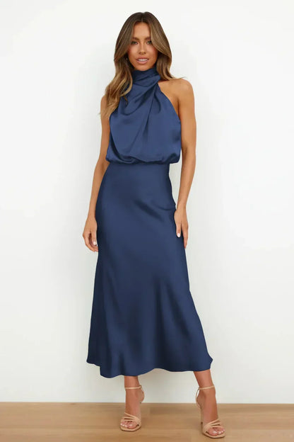 Damen-Satinkleid, eleganter Stil, schöne Damenkleider-5
