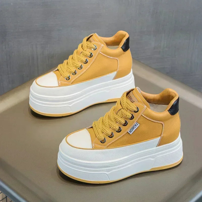 Variant image for Damen Sneakers Hoher Absatz Leder Gepolsterte Sohle-41