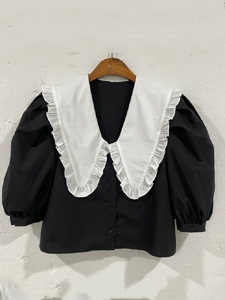 Variant image for Damen Bluse Kurzarm Monochrome Baumwolle Polyester-2