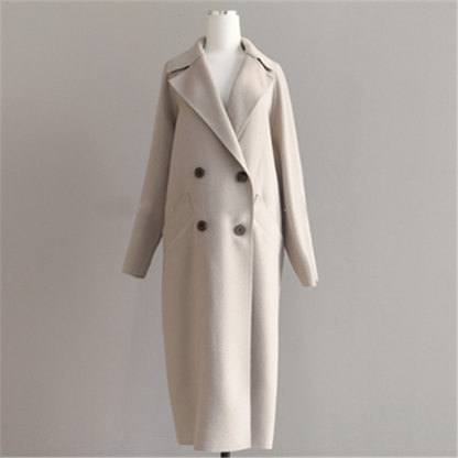 Damenjacke Lang Wollmischung Vintage-Stil Elegant-3