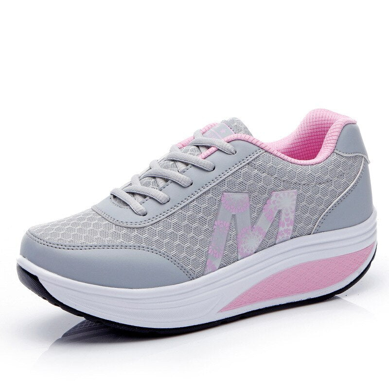 Damen-Keil-Sneakers, Schnürung, synthetisches Leder 9