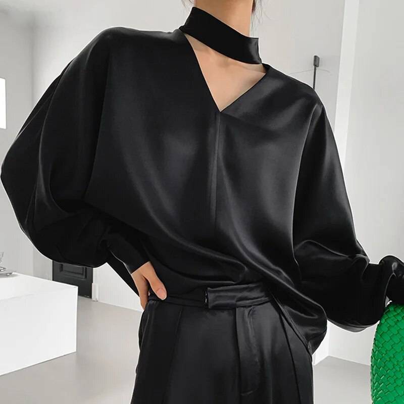 Weiße Damenbluse V-Ausschnitt Leichte Baumwollmischung Langarm Casual Fit-2