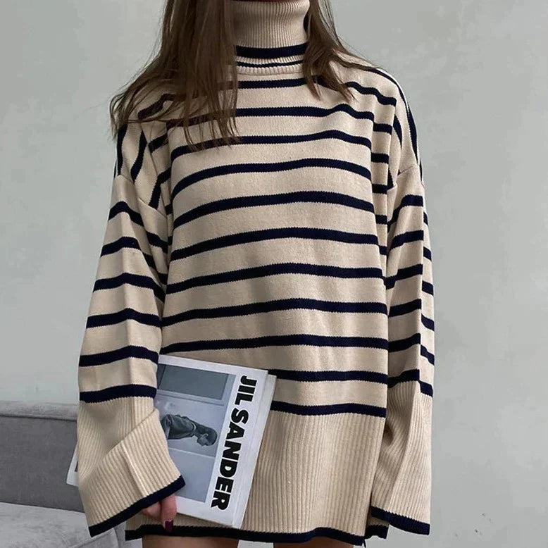 Damenpullover luftiges Design mit Kragen aus hochwertiger Baumwollmischung-5