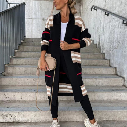 Lange Strickjacke Damen Weiche Polyester Elegantes Design Extra Lange Länge-1