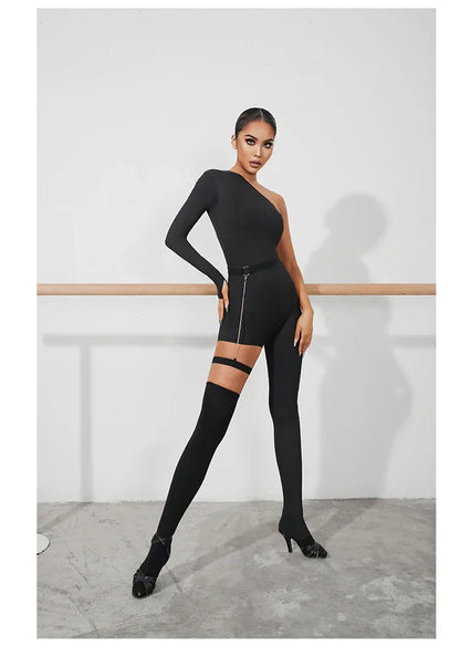 Damen-Jumpsuit Asymmetrisches Design Stretch Elasthan-6