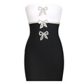 Damen-Minikleid, ärmelloses Patchwork-Muster, Nylon, Elasthan-3