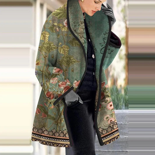 Damen-Mantel, Kimono, geblümter Jacquard, Polyester-Mischung-1