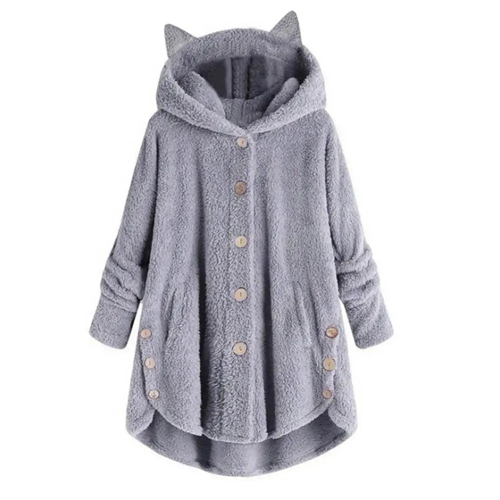 Variant image for Damen-Hoodie Katzenohren Weicher Sherpa-37