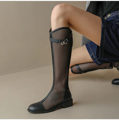 Damen-knielange-Stiefel, transparentes PU, Gummi-2