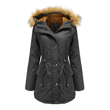 Damen Langer Parka Wasserabweisend mit Pelzfutter-1