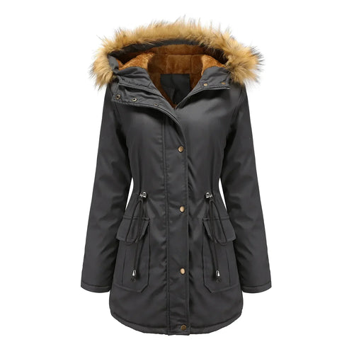 Damen Langer Parka Wasserabweisend mit Pelzfutter-1