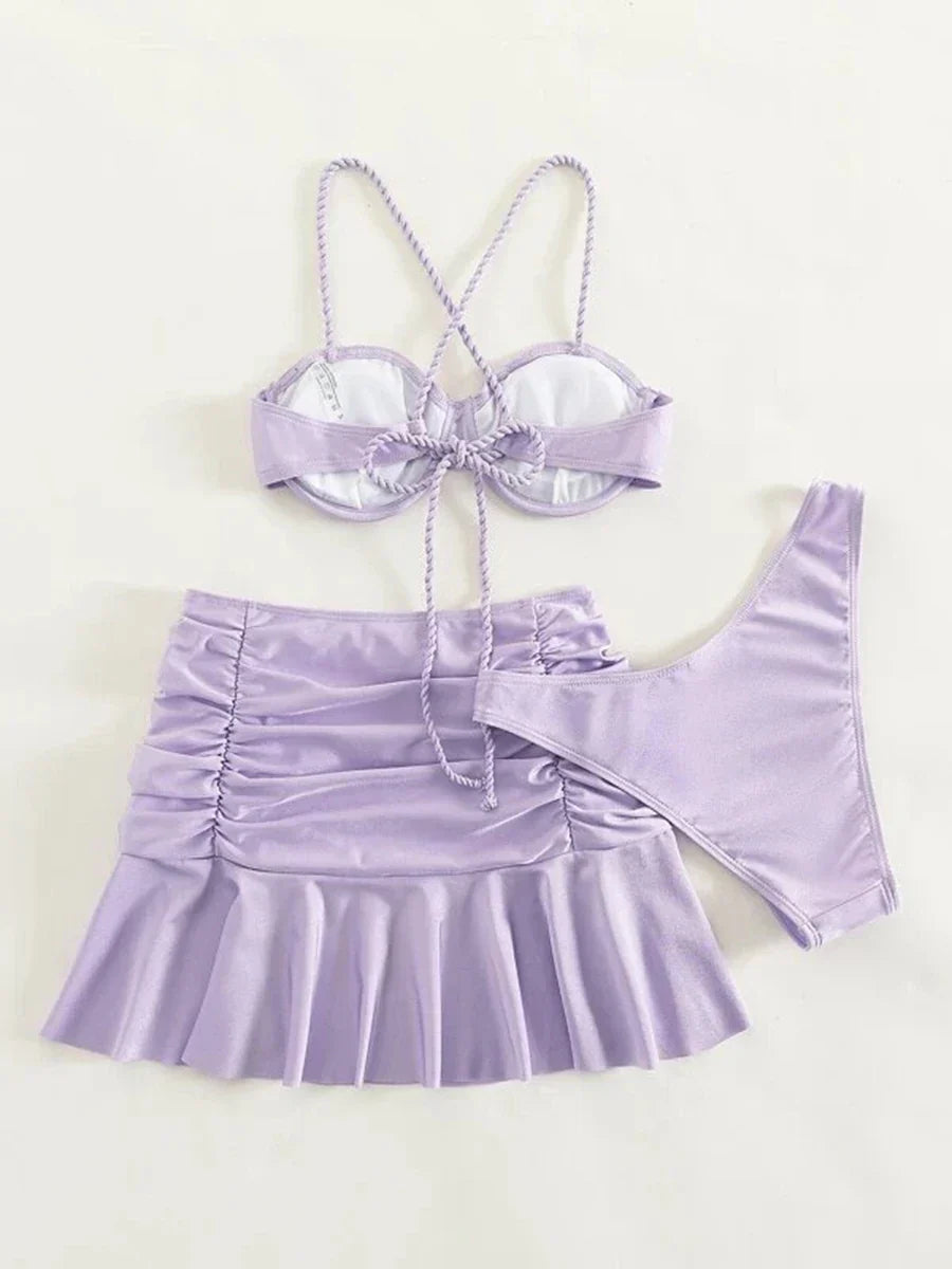 Badeanzug Damen Dreiteilig Shaping Polyester für Strand und Pool-5