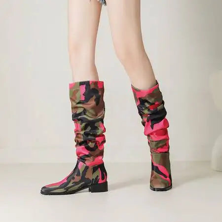 Damen Stiefeletten Viereckige Zehen PU-Material Gummisohle 1